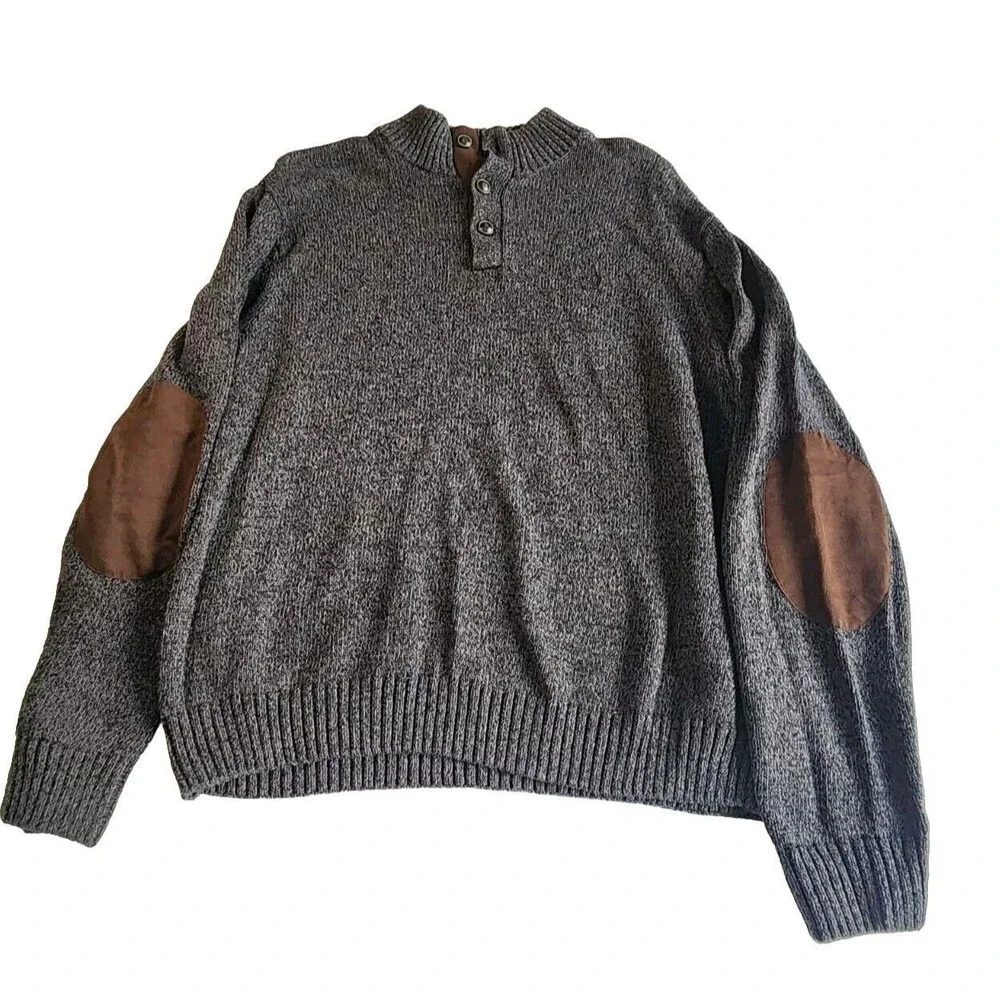 Mens Chaps Long Sleeve Quarter Button Sweater Sz XL 100% Cotton